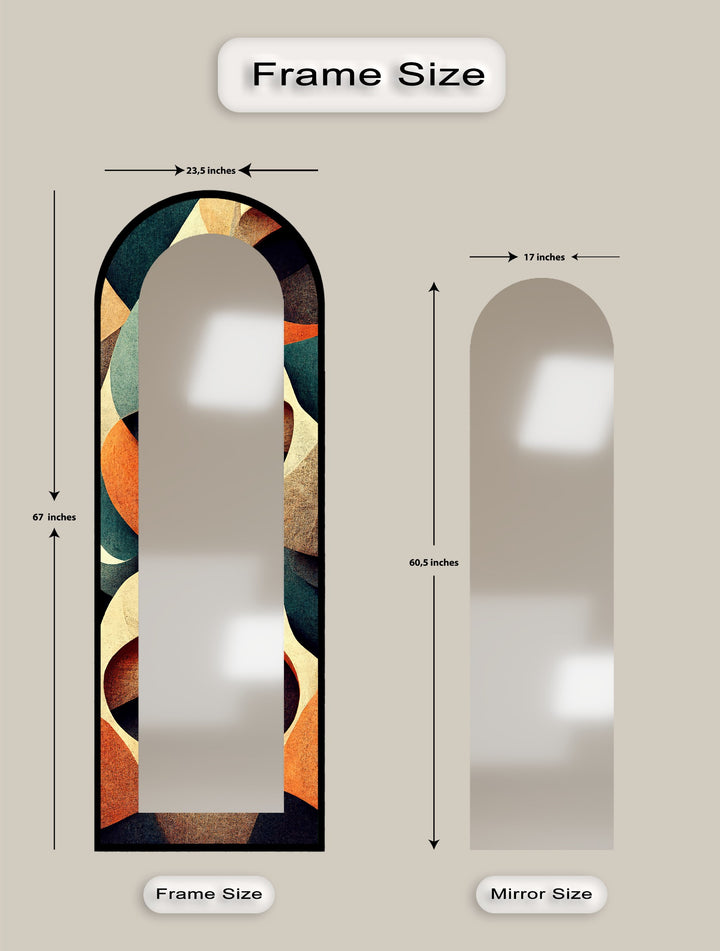 Retro Flow – Mid-Century Geometric Pattern Floor Mirror
