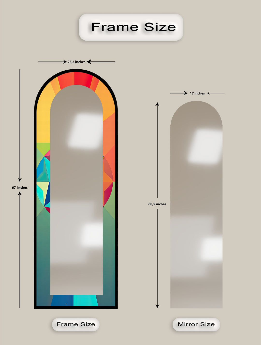 Mehrfarbiger geometrischer Bogen – Ganzkörper-Standspiegel 