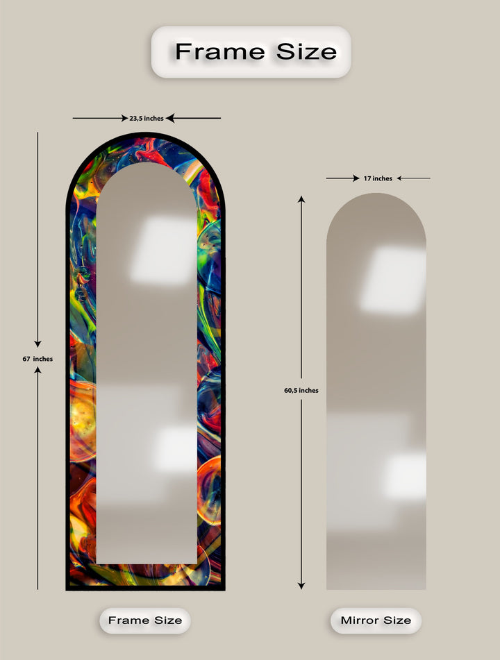 Cosmic Spectrum – Abstract Rainbow Swirl Floor Mirror