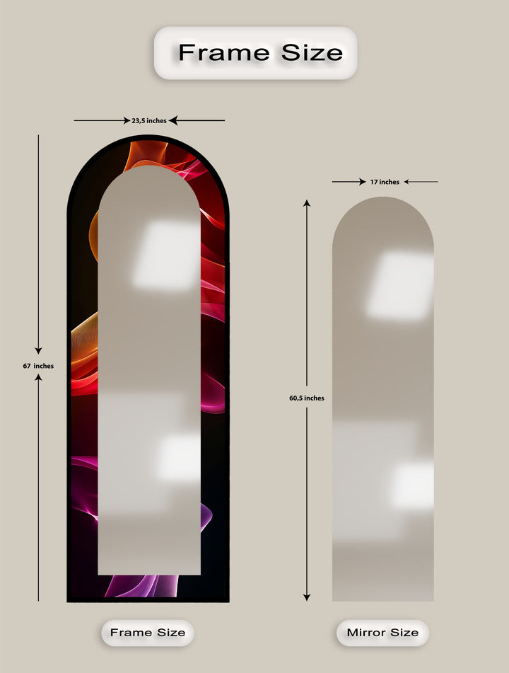 Crimson Drift – Flowing Lightwave Floor Mirror
