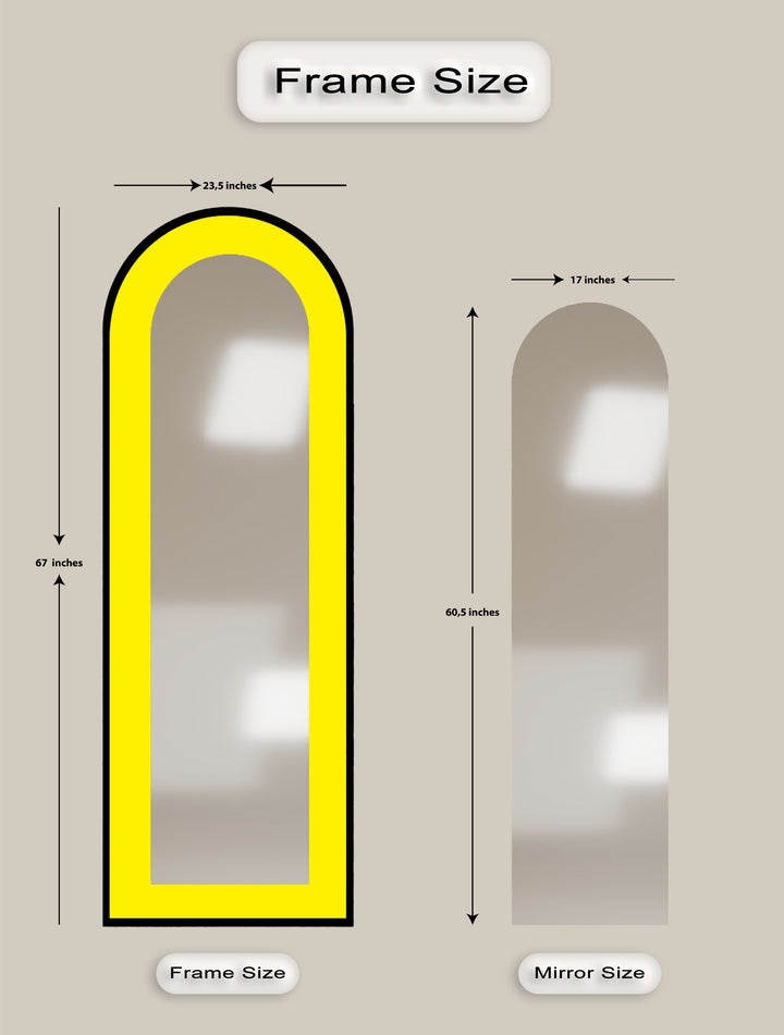 Bold Yellow - Abstract Floor Mirror