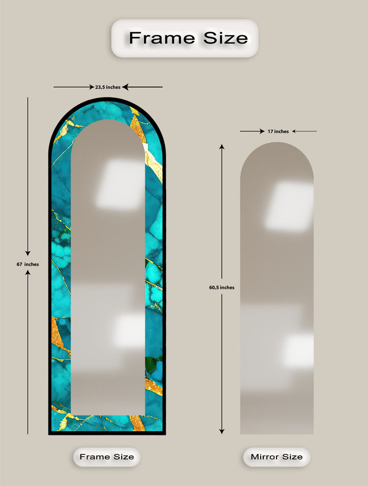 Oceanic Gold Veins – Marble Floor Mirror