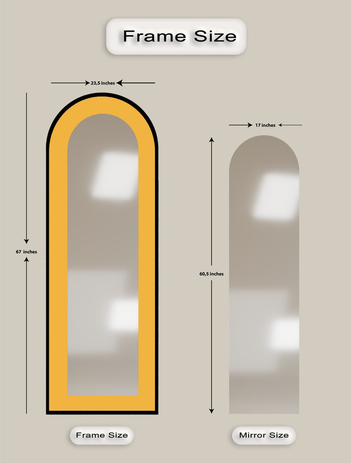 Soft Yellow Arched - Full Lenght Floor Mirror