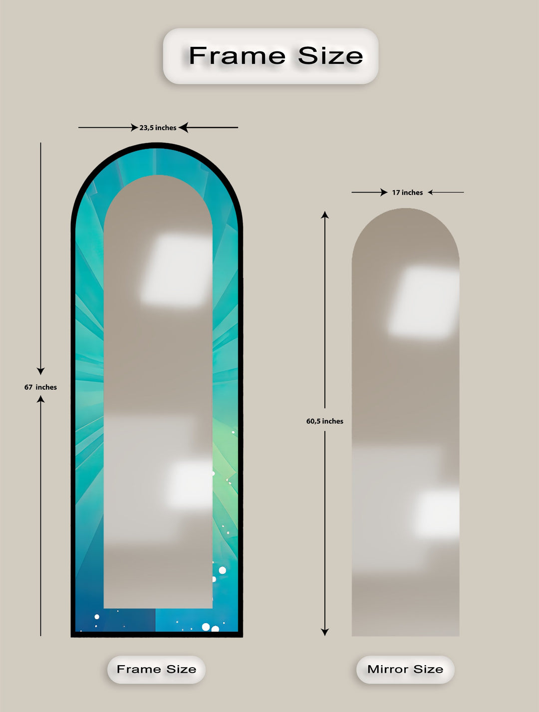 Ocean Glow – Aqua Gradient Radiant Arch Abstrakter Standspiegel 