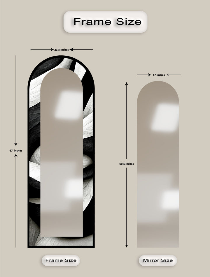 Black and White Wave - Full Lenght Floor Mirror