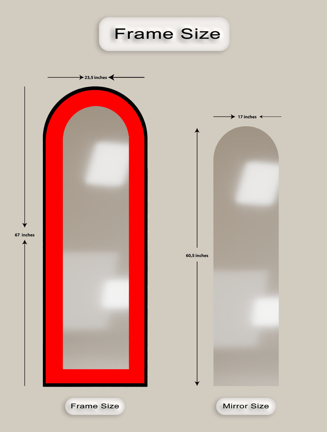 Red - Abstract Floor Mirror