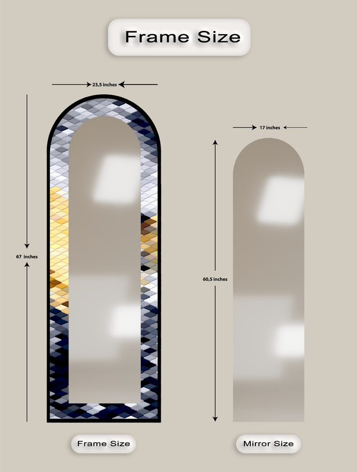 Silber, Gold &amp; Marine Geometrisch - Gebeizter Standspiegel 