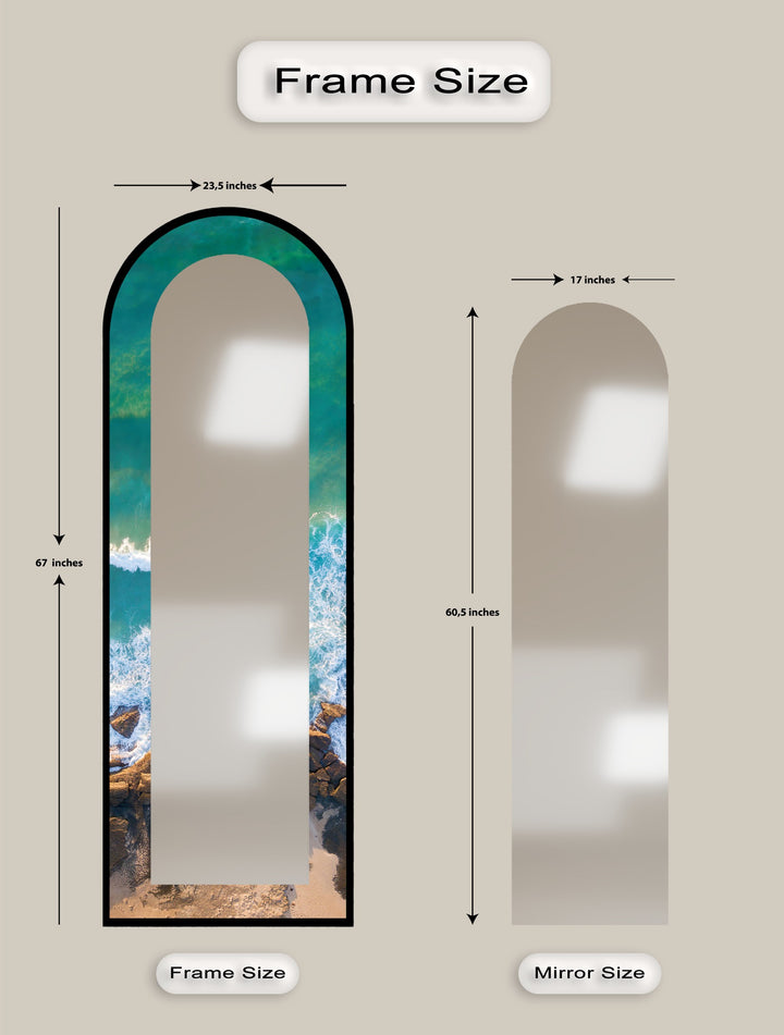 Coastal Horizon – Aerial Ocean Shoreline Floor Mirror