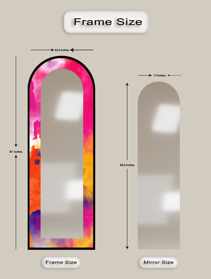 Fließendes Pink und Orange – Abstrakter Standspiegel 