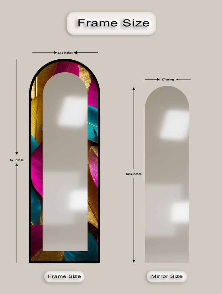 Jewel-Tone Feather - Abstract Floor Mirror