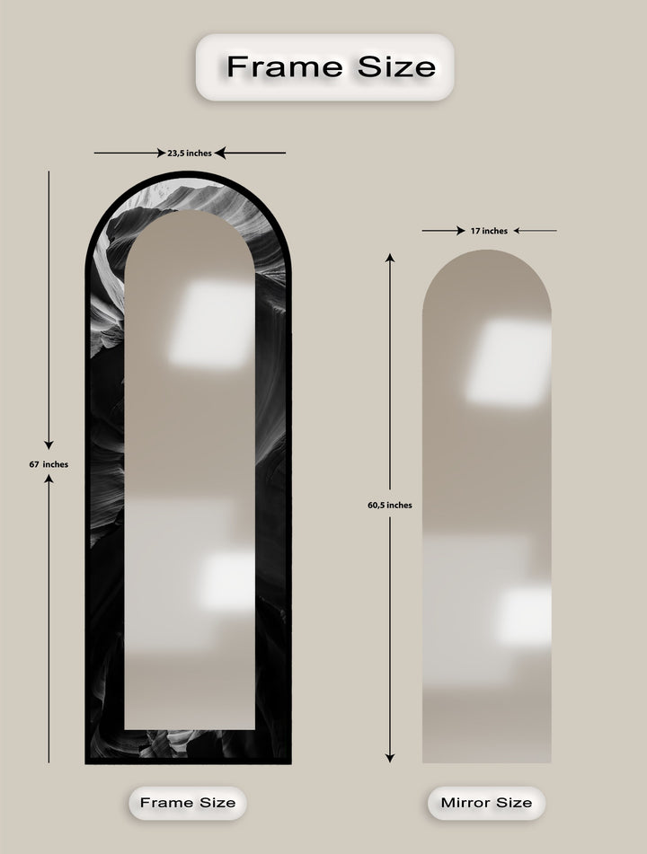 Obsidian Echo – Black Marble Texture Floor Mirror