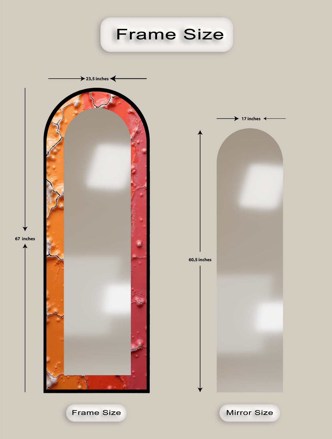 Cracked Lava Red &amp; Orange – Gebeizter Standspiegel 