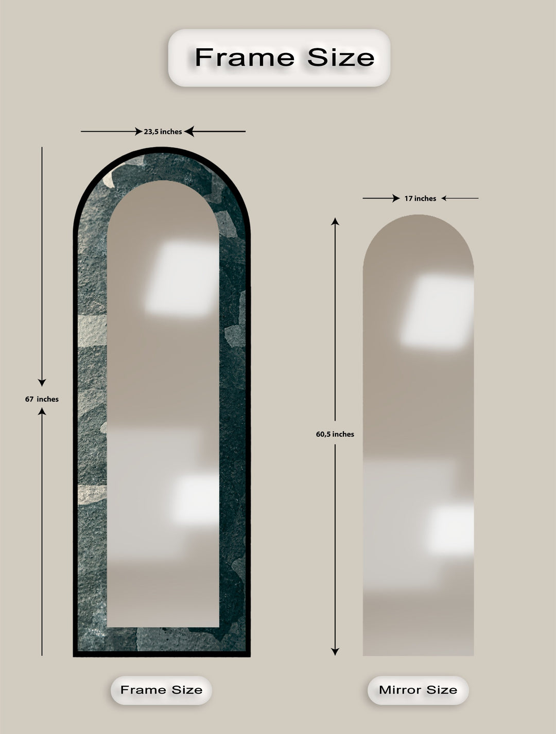 Stone Veil – Textured Deep Green Floor Mirror