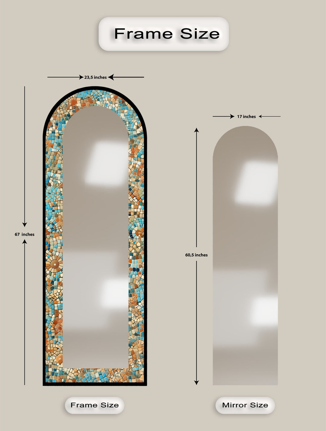 Sun-Drenched Harmony – Mosaic Floor Mirror