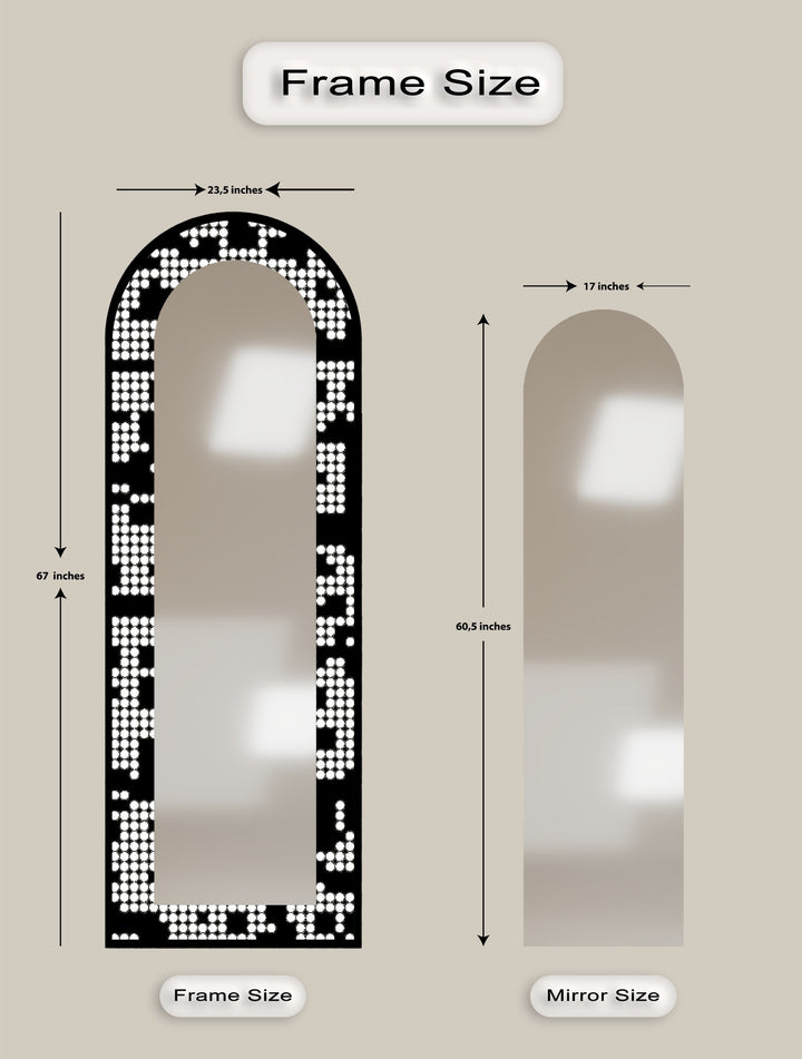 Monochrome Pixel Dot - Ganzkörper-Standspiegel 
