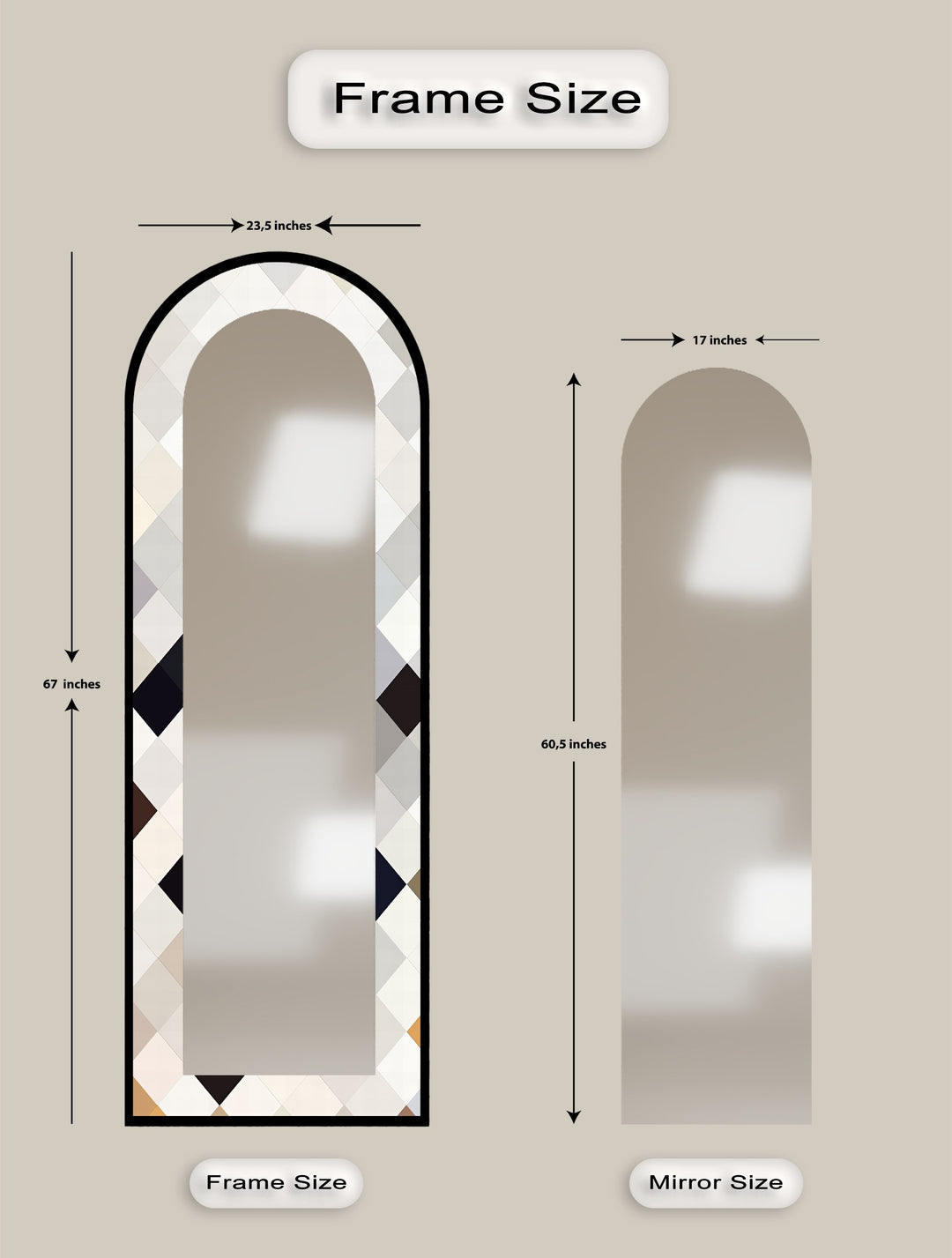 Ivory Diamond Glow – Mosaik-Standspiegel 