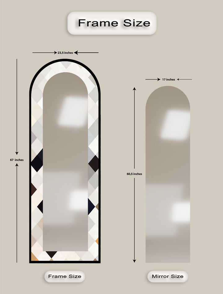 Ivory Diamond Glow – Mosaik-Standspiegel 