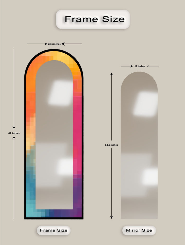 PixelGlow Fusion – Abstract Floor Mirror