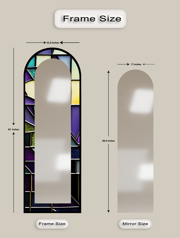 Modernes geometrisches Paneeldesign – gebeizter Standspiegel 