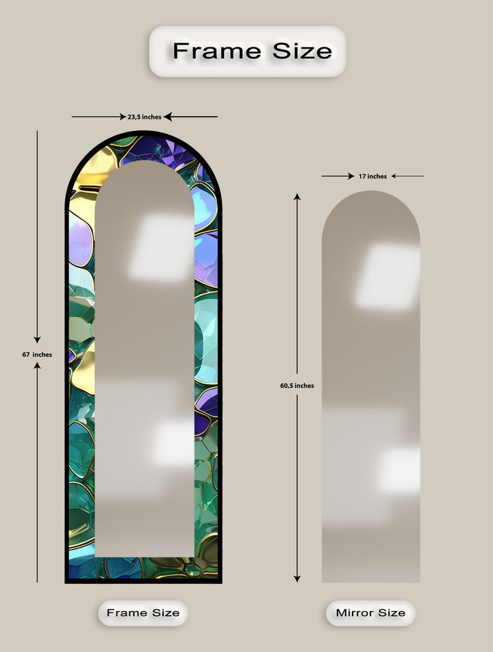 Luxe Gem-Tone Glass Effect – Abstract Floor Mirror