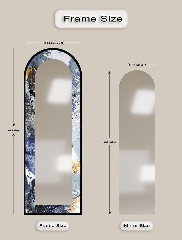 Midnight Sky Elegance – Abstract Floor Mirror