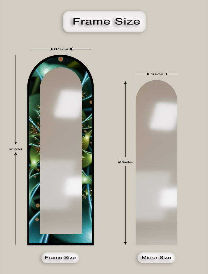 Botanic Lightflow Texture – Mystical Green Floor Mirror