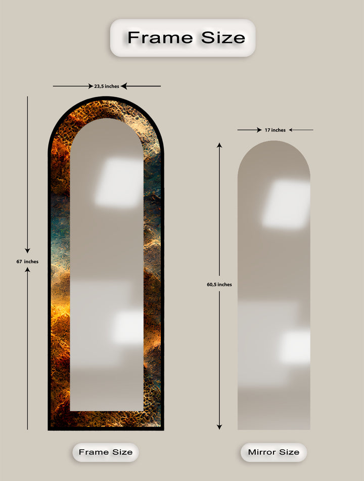 Molten Copper Texture Print – Abstract Floor Mirror