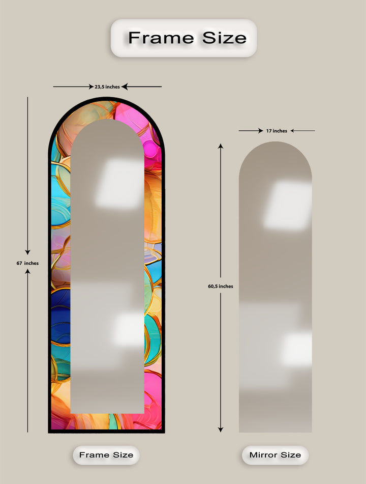 Golden Elegance – Mosaic Floor Mirror