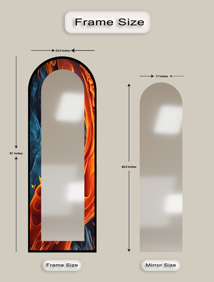 Fire & Ice Dual Flow – Abstract Floor Mirror