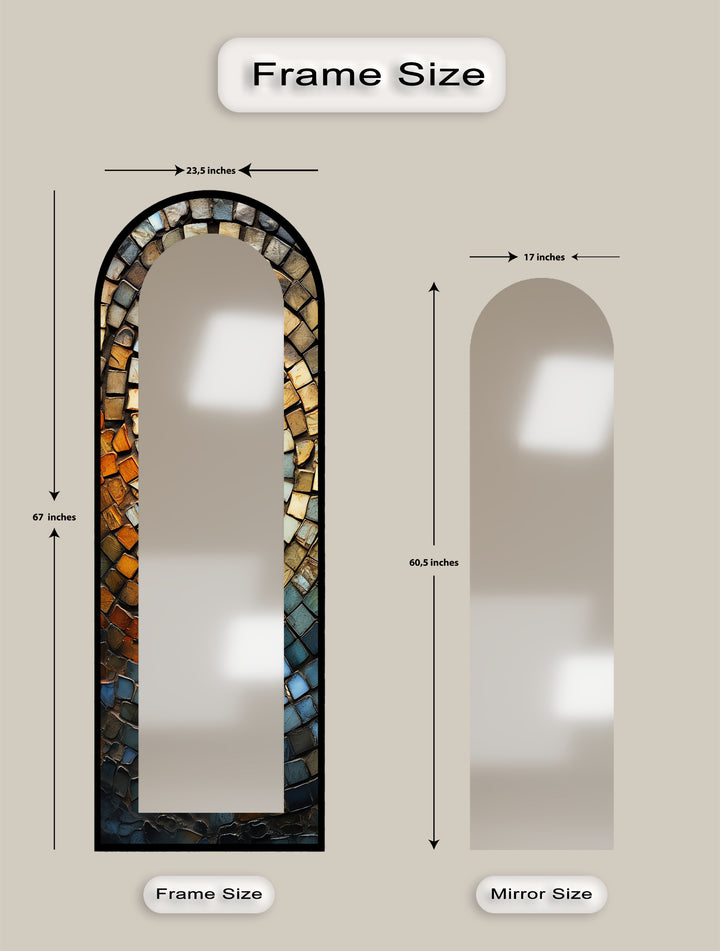 Rustic Arched Mirror – Mosaic Floor Mirror