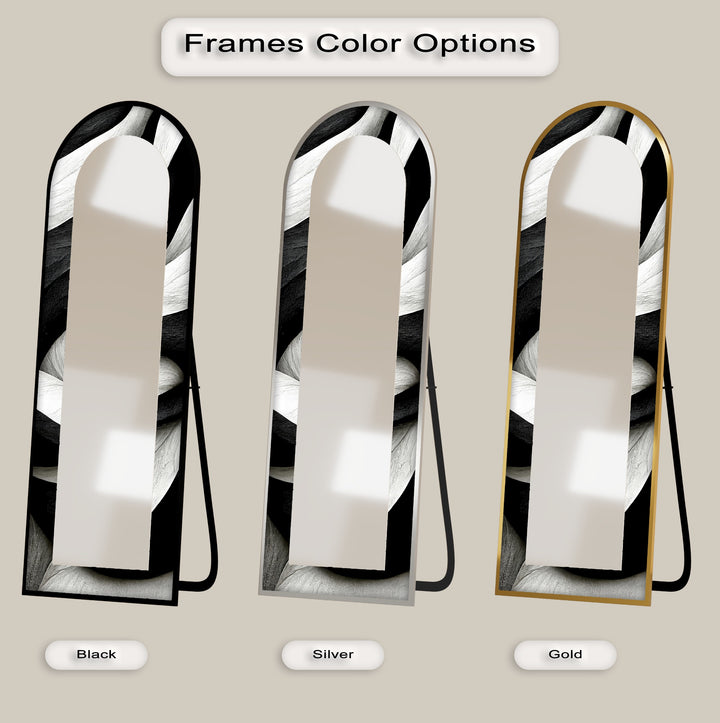 Black and White Wave - Full Lenght Floor Mirror