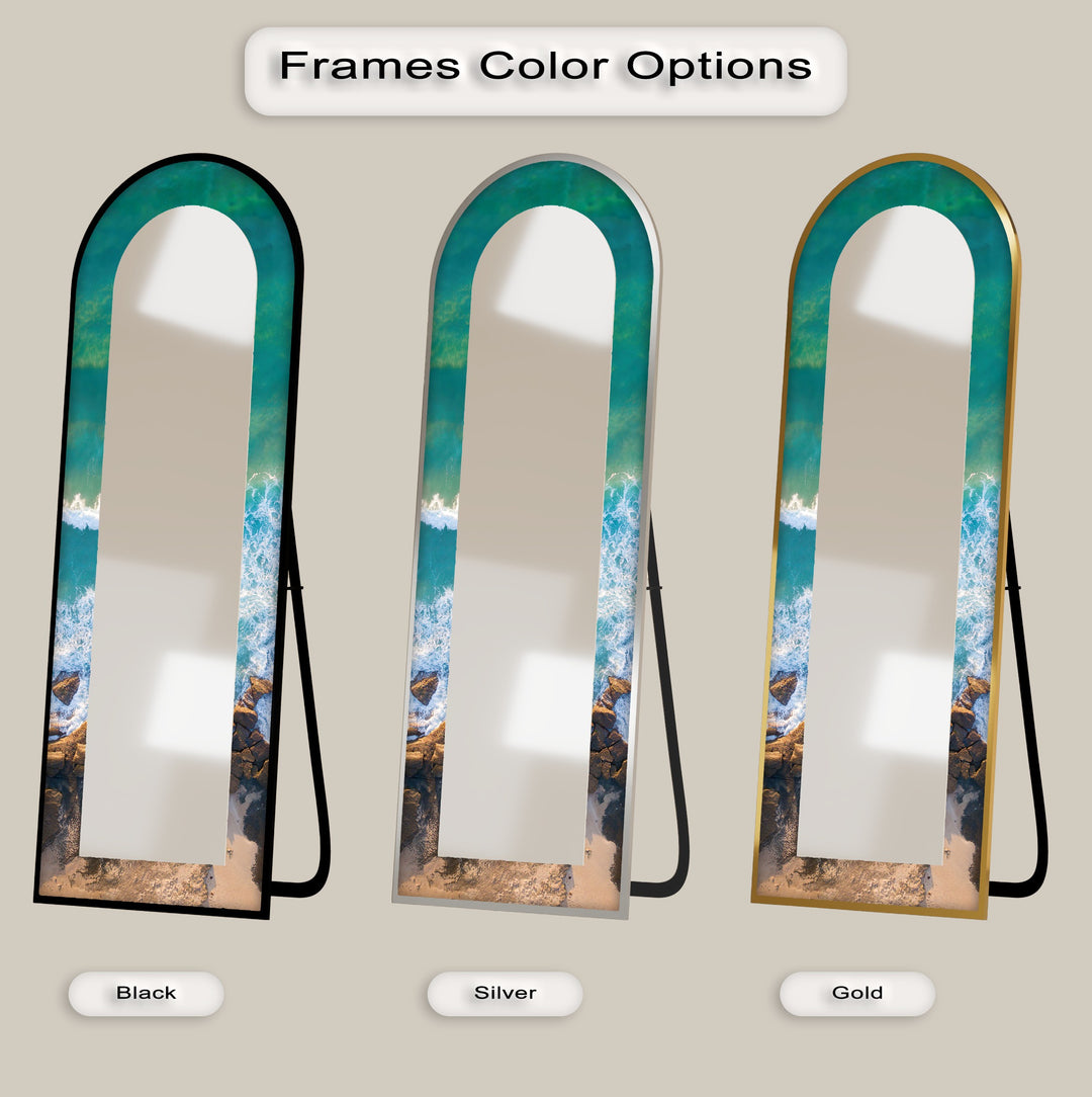 Coastal Horizon – Aerial Ocean Shoreline Floor Mirror