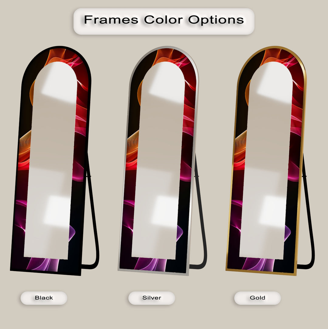Crimson Drift – Flowing Lightwave Floor Mirror