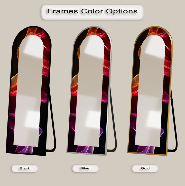 Crimson Drift – Flowing Lightwave Floor Mirror