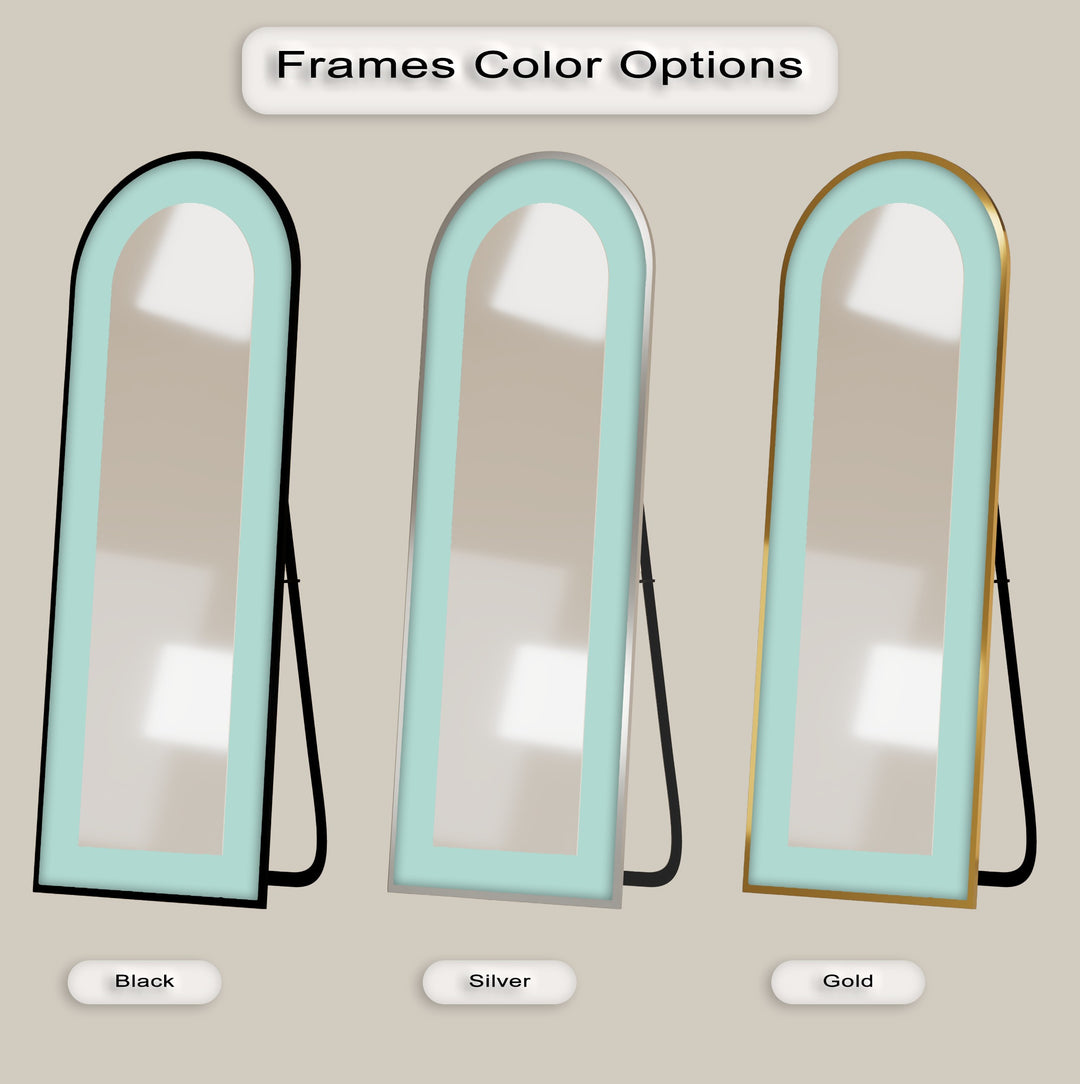 Serene Mist – Light Aqua Abstract Floor Mirror