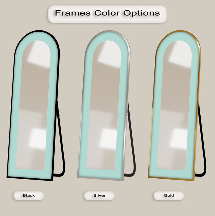 Serene Mist – Light Aqua Abstract Floor Mirror