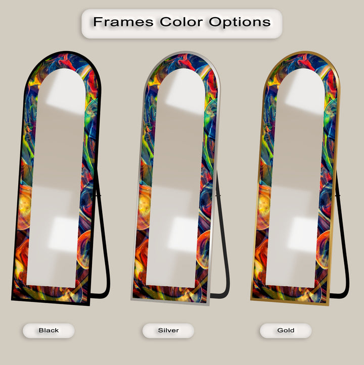 Cosmic Spectrum – Abstract Rainbow Swirl Floor Mirror