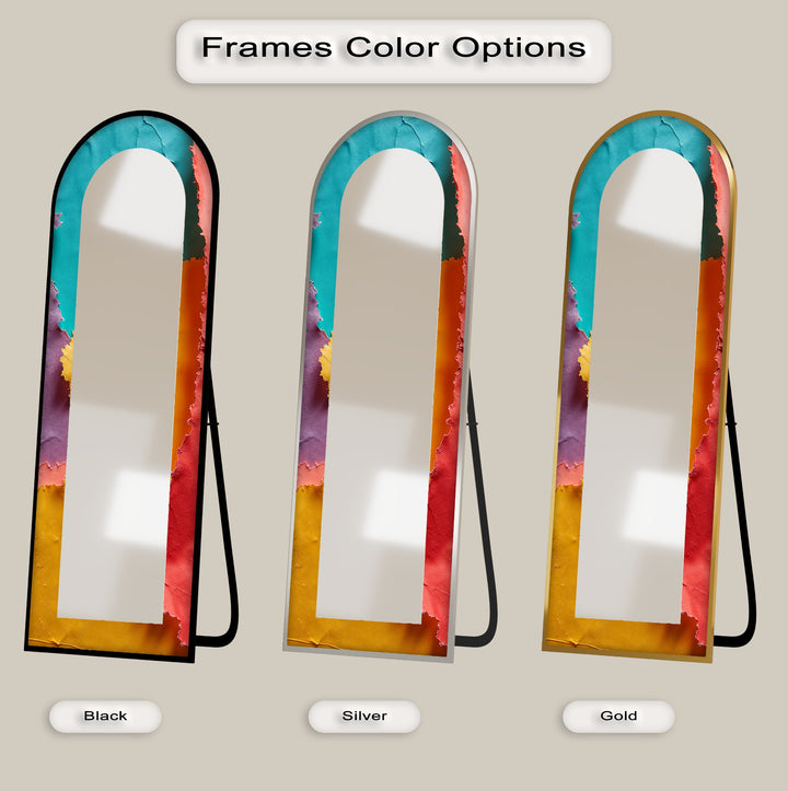 Ripped Rainbow Waves – Abstract Floor Mirror