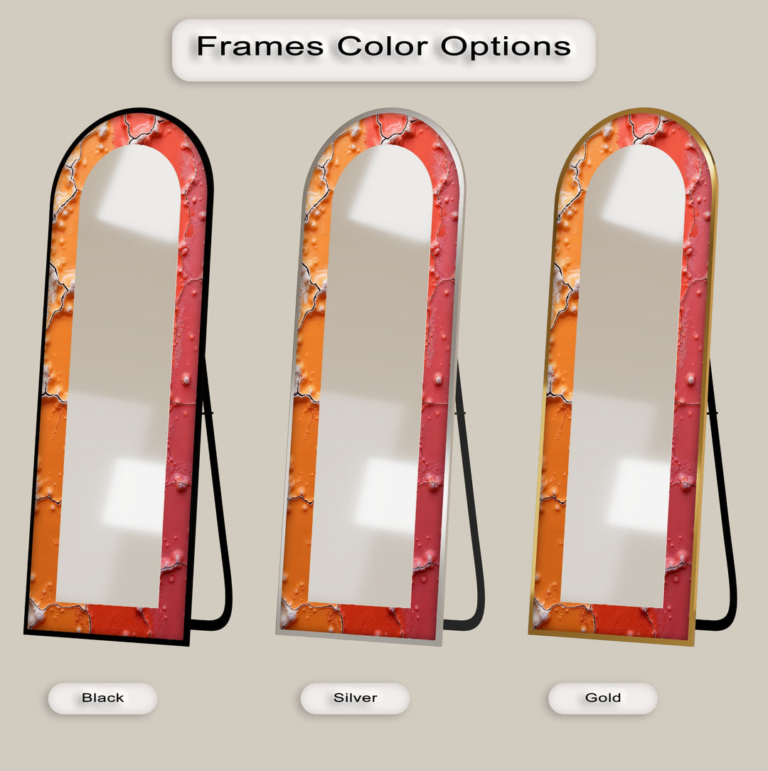 Cracked Lava Red &amp; Orange – Gebeizter Standspiegel 