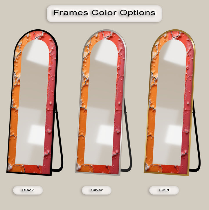 Cracked Lava Red &amp; Orange – Gebeizter Standspiegel 