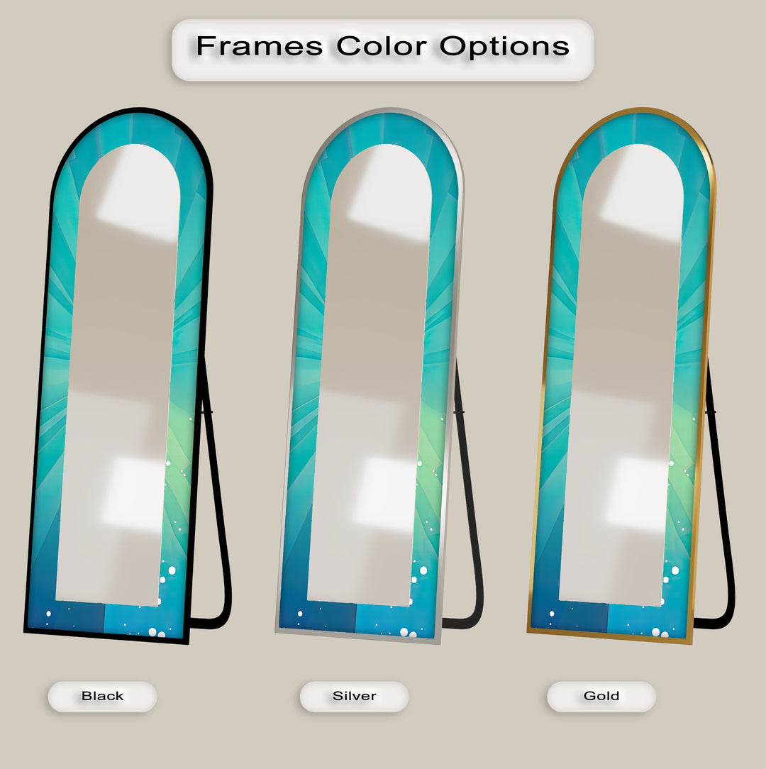 Ocean Glow – Aqua Gradient Radiant Arch Abstrakter Standspiegel 