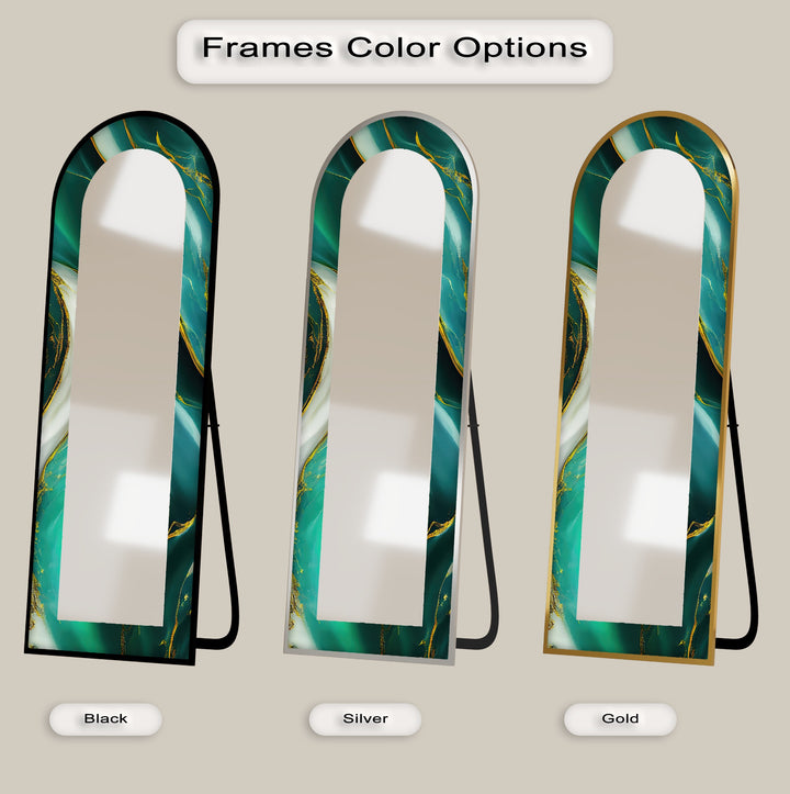 Emerald Aurora Veins – Marble Floor Mirror