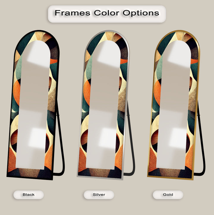 Retro Flow – Mid-Century Geometric Pattern Floor Mirror