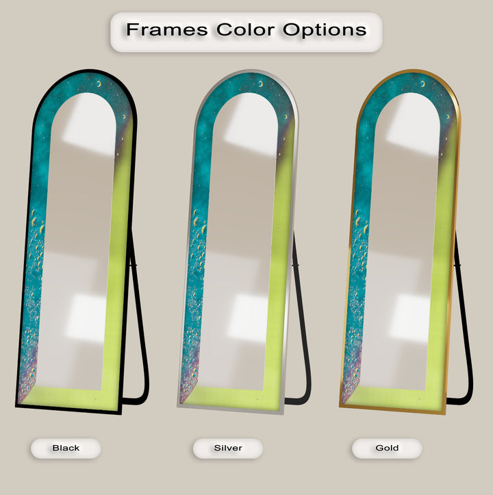 Celestial Green and Teal – Abstract Floor Mirror