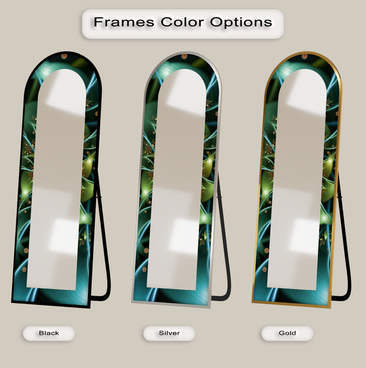 Botanic Lightflow Texture – Mystical Green Floor Mirror