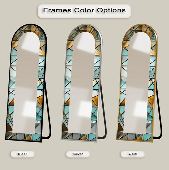 Geometric Amber Glass – Stained Floor Mirror - MyPhotoStation