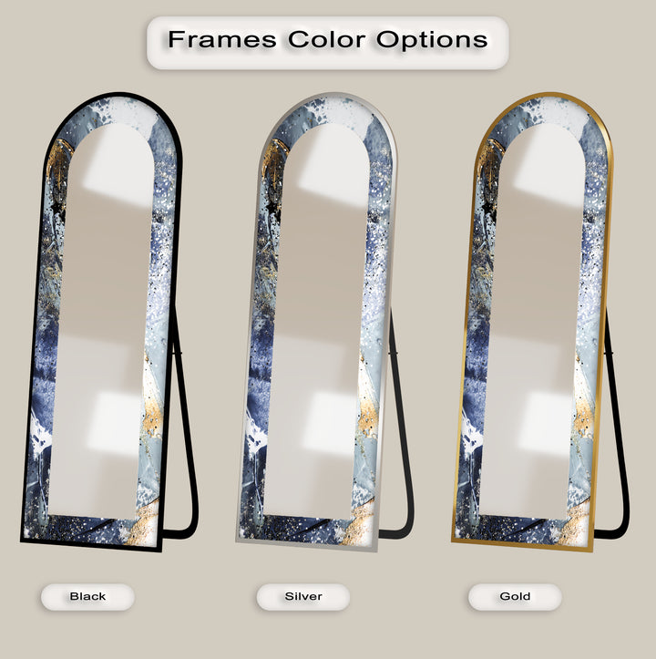 Midnight Sky Elegance – Abstract Floor Mirror