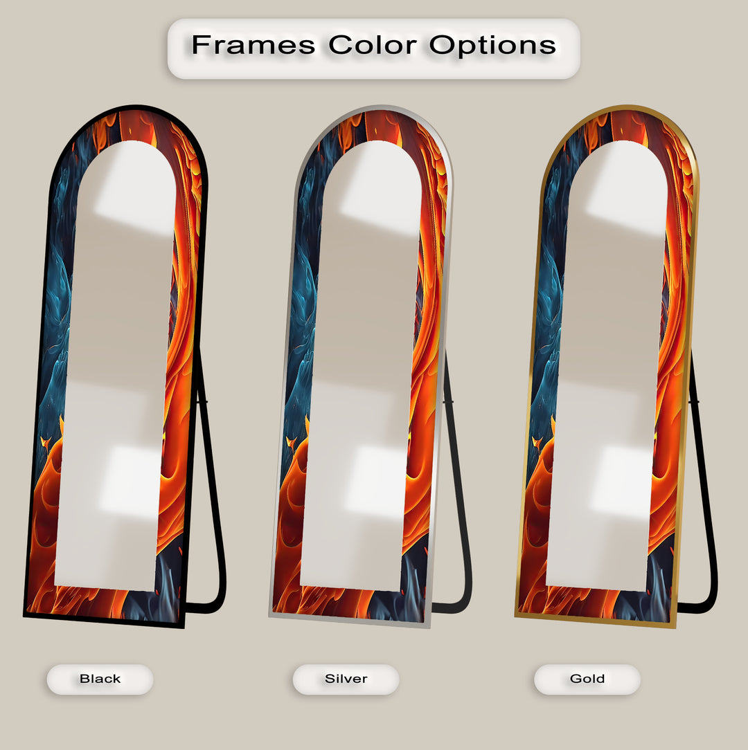 Fire & Ice Dual Flow – Abstract Floor Mirror