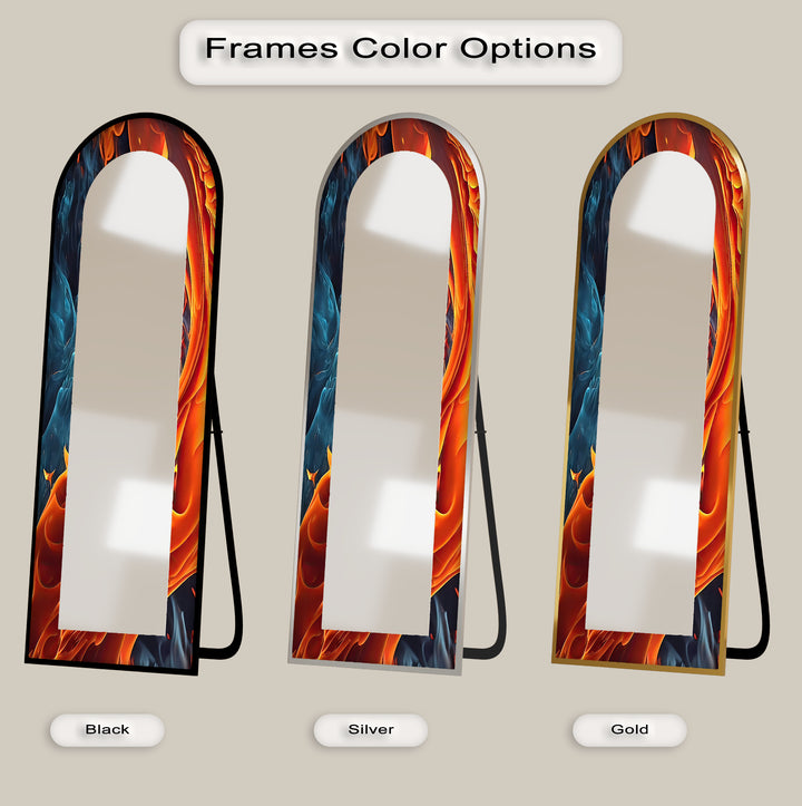 Fire & Ice Dual Flow – Abstract Floor Mirror