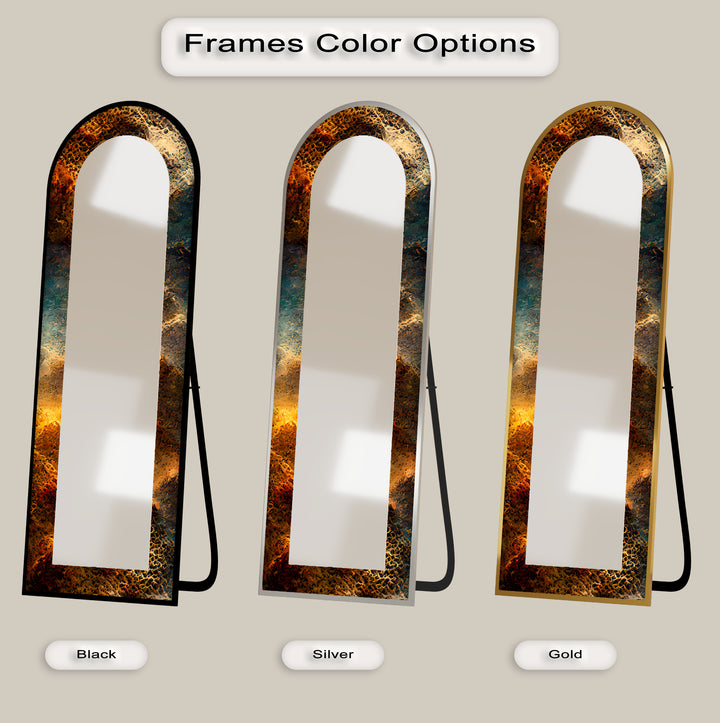 Molten Copper Texture Print – Abstract Floor Mirror